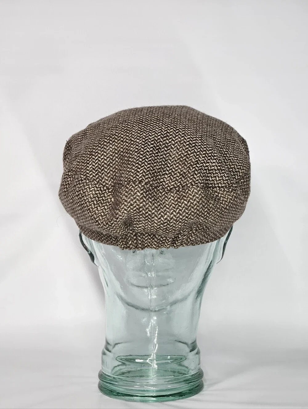 🛑SOLD🛑 Newsboy Cap 23-24" Tweed Baker Boy Brown Cream Gold Wool Fisherman - Picture 4 of 8